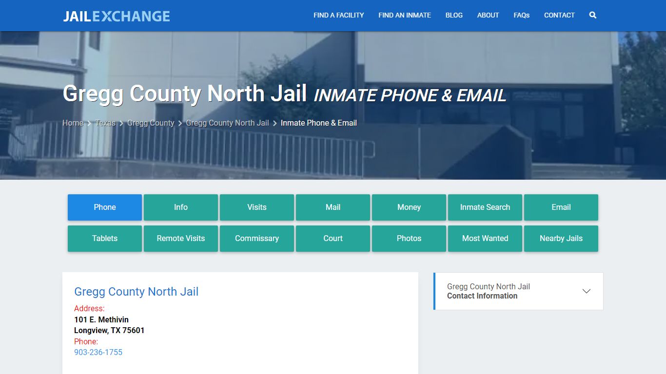 Inmate Phone - Gregg County North Jail, TX - Jail Exchange